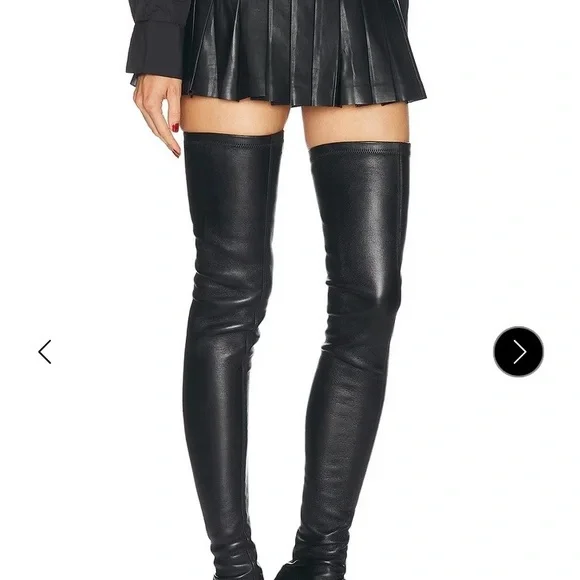 NORMA KAMALI Black Faux Leather Pleated Mini Skirt. Size XS WORN ONCE - Picture 12 of 14